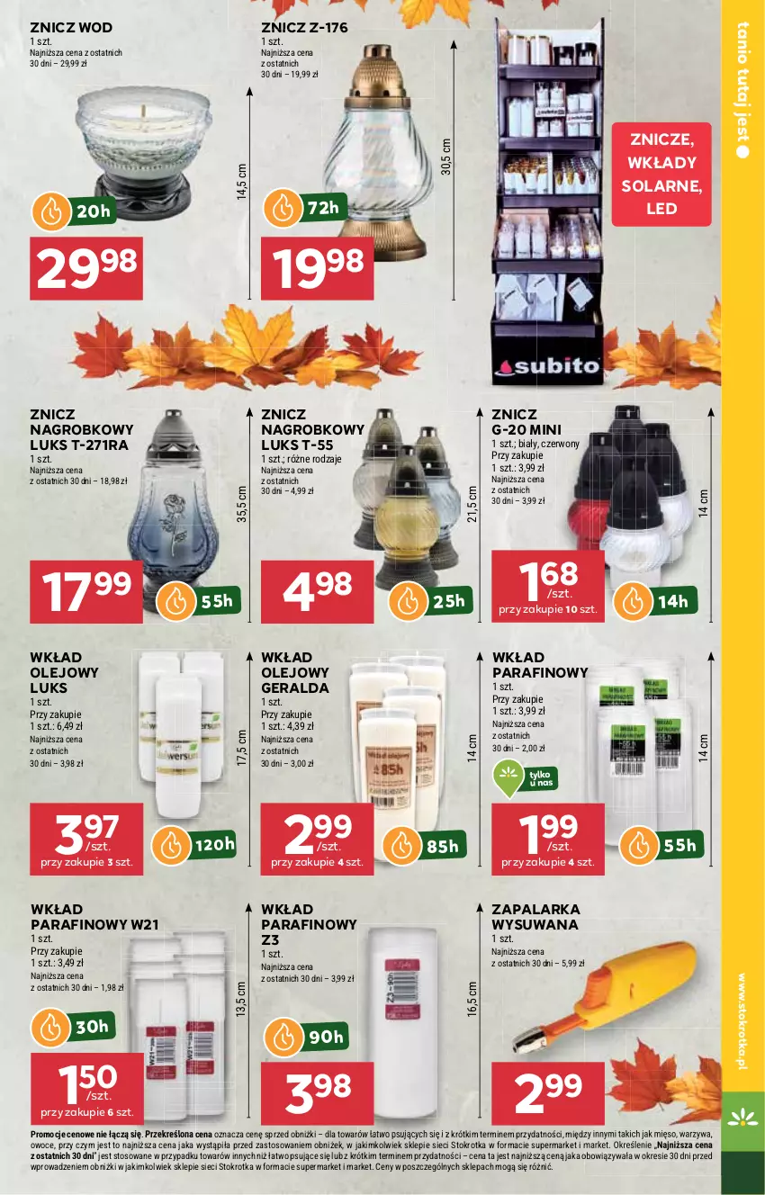 Gazetka promocyjna Stokrotka - Supermarket - ważna 09.10 do 15.10.2025 - strona 41 - produkty: Mięso, Olej, Owoce, Warzywa, Wkład olejowy, Zapalarka, Znicz
