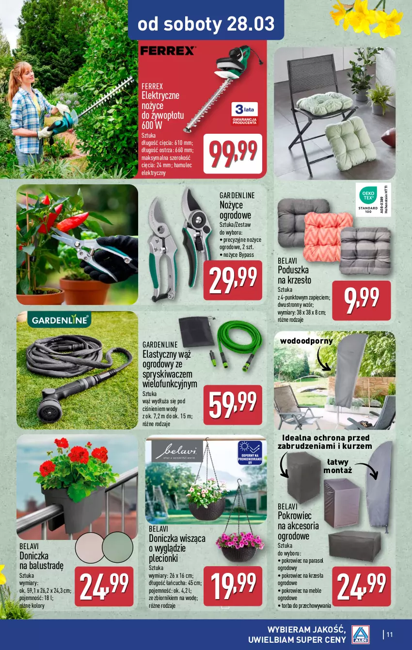 Gazetka promocyjna Aldi - Artykuły przemysłowe i tekstylia - ważna 25.03 do 28.03.2026 - strona 11 - produkty: Krzesło, Meble, Mule, Noż, Nożyce, Parasol, Poduszka, Pokrowiec, Por, Torba