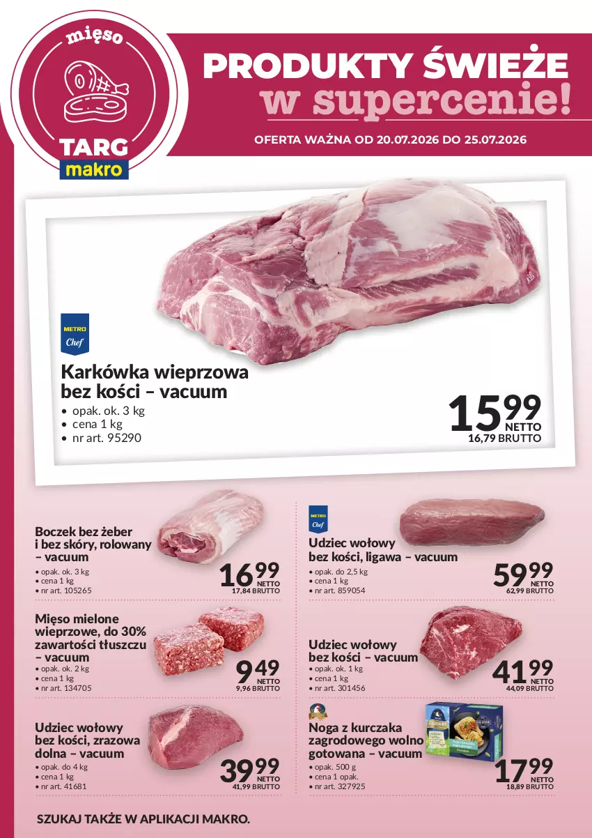 Gazetka promocyjna Makro - Targ MAKRO - oferta świeża w super cenach! - ważna 20.07 do 25.07.2026 - strona 1 - produkty: Boczek, Karkówka wieprzowa, Kurczak, Mięso, Mięso mielone, Udziec wołowy