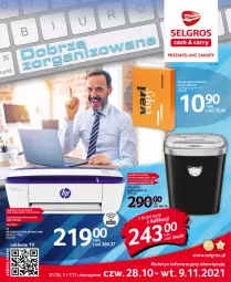 Gazetka promocyjna Selgros - Katalog Biuro - Gazetka - ważna od 09.11 do 09.11.2021 - strona 1 - produkty: Ser, Gra, Papier, Rama, Kosz, Niszczarka, Urządzenie wielofunkcyjne, LG, HP