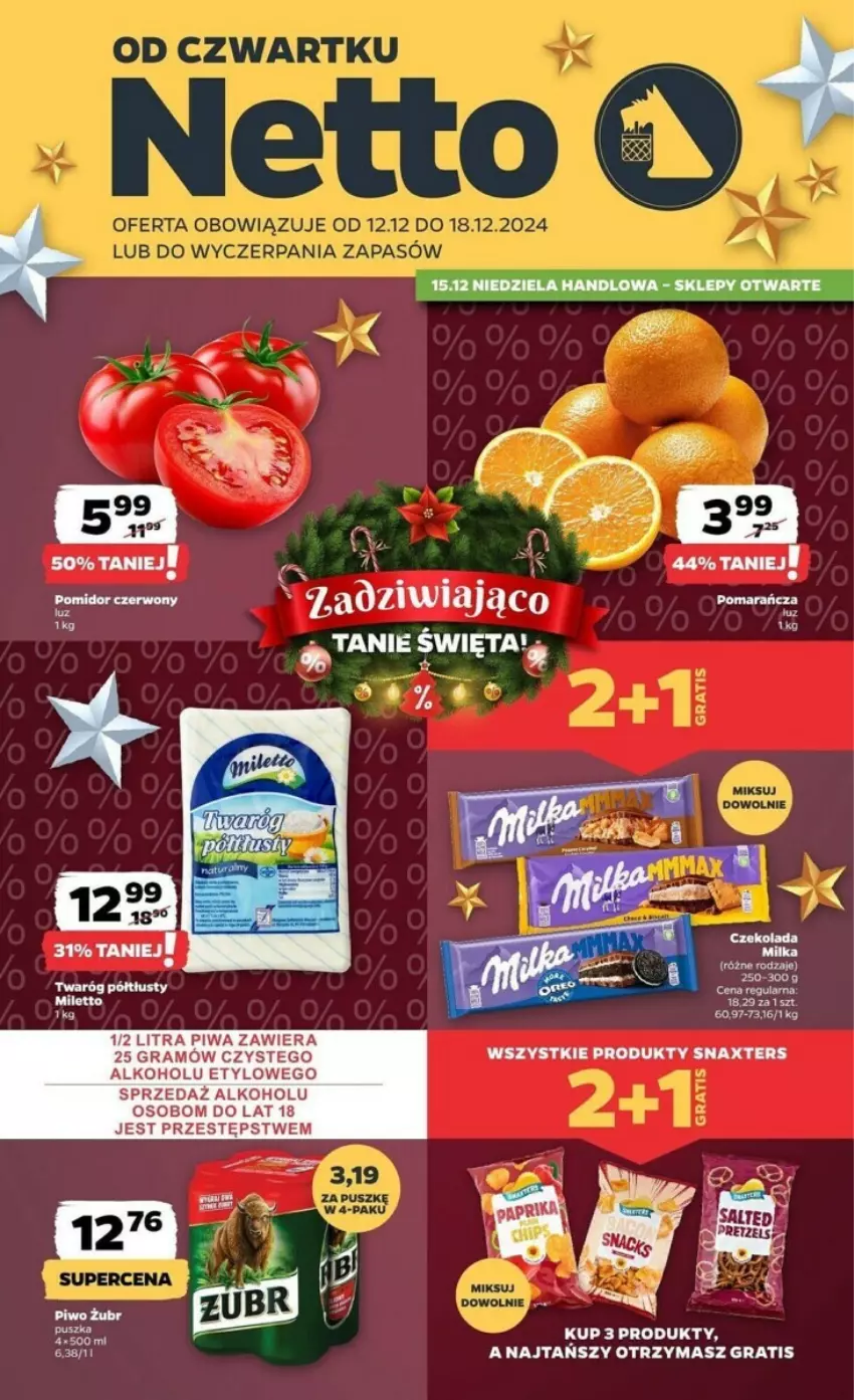 Gazetka promocyjna Netto - ważna 12.12 do 18.12.2024 - strona 1 - produkty: Czekolada, Gra, Milka, Piwa, Twaróg, Twaróg półtłusty