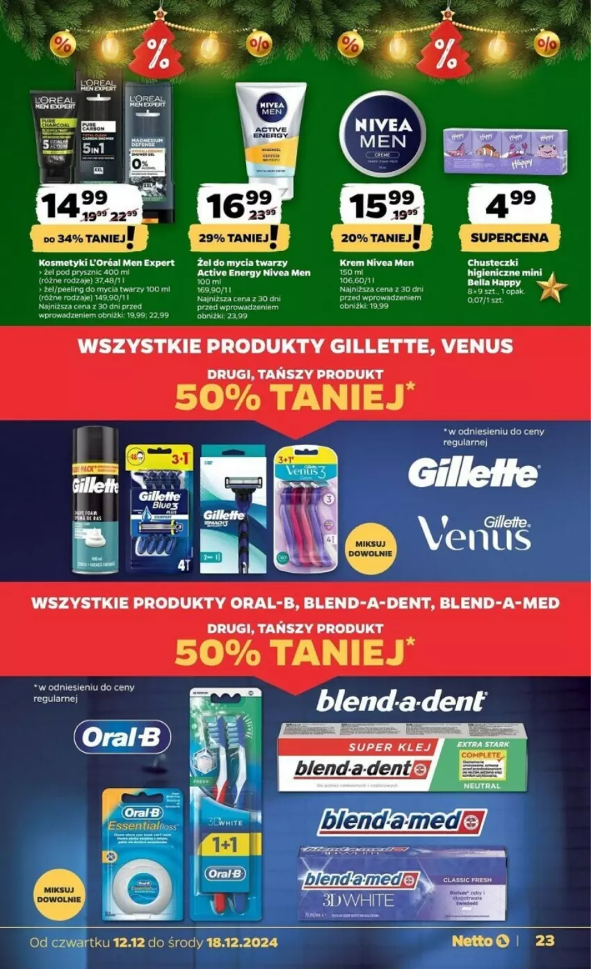 Gazetka promocyjna Netto - ważna 12.12 do 18.12.2024 - strona 16 - produkty: Bell, Bella, Blend-a-Med, Chusteczki, Gillette, Gin, LG, Nivea, Nivea Men, Peeling, Por, Pur, Venus