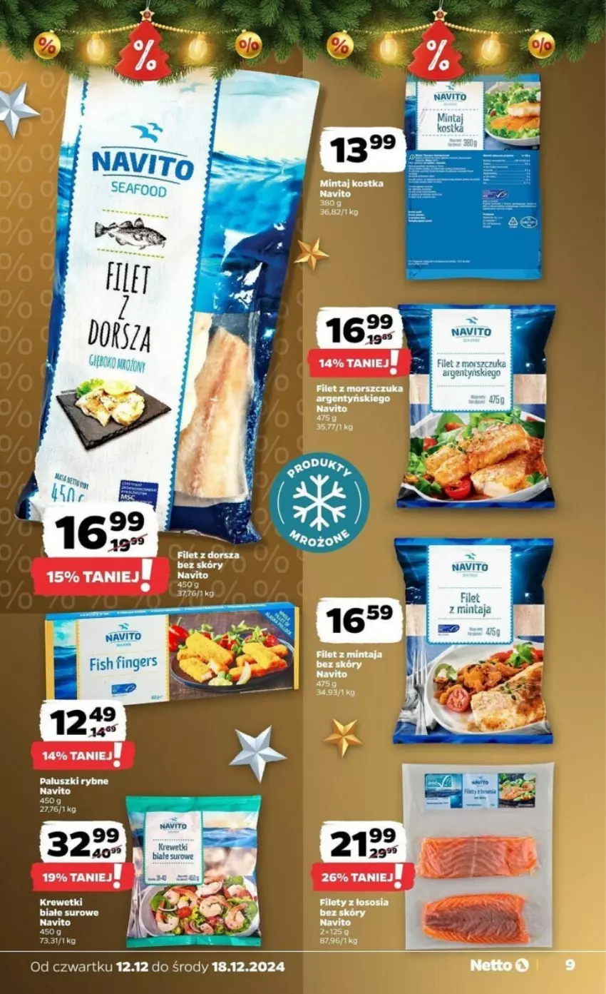 Gazetka promocyjna Netto - ważna 12.12 do 18.12.2024 - strona 26 - produkty: Dorsz, Filet z mintaja, Filet z morszczuka, Krewetki, Mintaj, Paluszki rybne