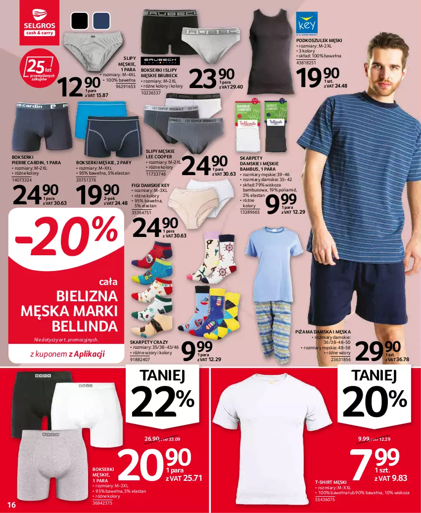 Gazetka promocyjna Selgros - Oferta przemysłowa - ważna 17.02 do 02.03.2022 - strona 16 - produkty: Bell, Bielizna, Bokserki, Figi, Karp, Kosz, Pierre Cardin, Piżama, Podkoszulek, Ser, Slipy, T-shirt, Wełna