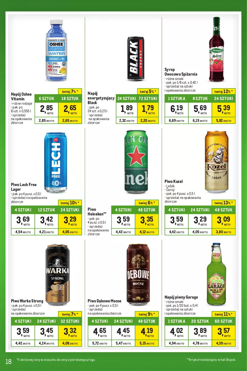 Gazetka promocyjna Makro - Kupujesz więcej płacisz mniej - oferta z alkoholem - ważna 28.11 do 24.12.2023 - strona 18 - produkty: Heineken, Kozel, Lack, Napój, Oshee, Piwo, Syrop, Warka