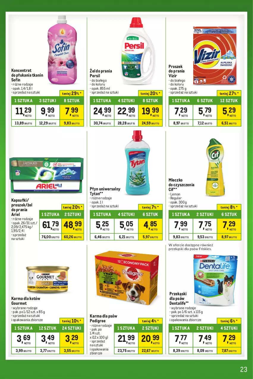 Gazetka promocyjna Makro - Kupujesz więcej płacisz mniej - oferta z alkoholem - ważna 28.11 do 24.12.2023 - strona 23 - produkty: Ariel, Cif, Friskies, Mleczko, Pedigree, Persil, Proszek do prania, Tytan, Vizir