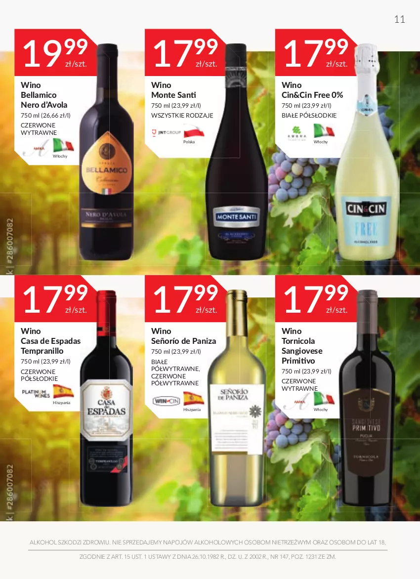 Gazetka promocyjna Stokrotka - Oferta alkoholowa - ważna 26.05 do 22.06.2022 - strona 11 - produkty: Bell, Bella, Monte, Monte Santi, Wino