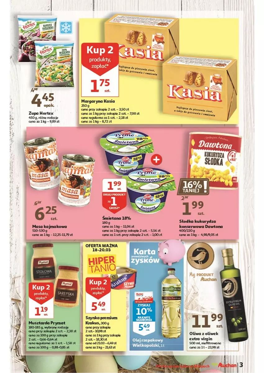 Gazetka promocyjna Auchan - Przygotuj się do Świąt Moje Auchan - ważna 18.03 do 24.03.2021 - strona 3 - produkty: Hortex, Kasia, Margaryna, Piec, Zupa