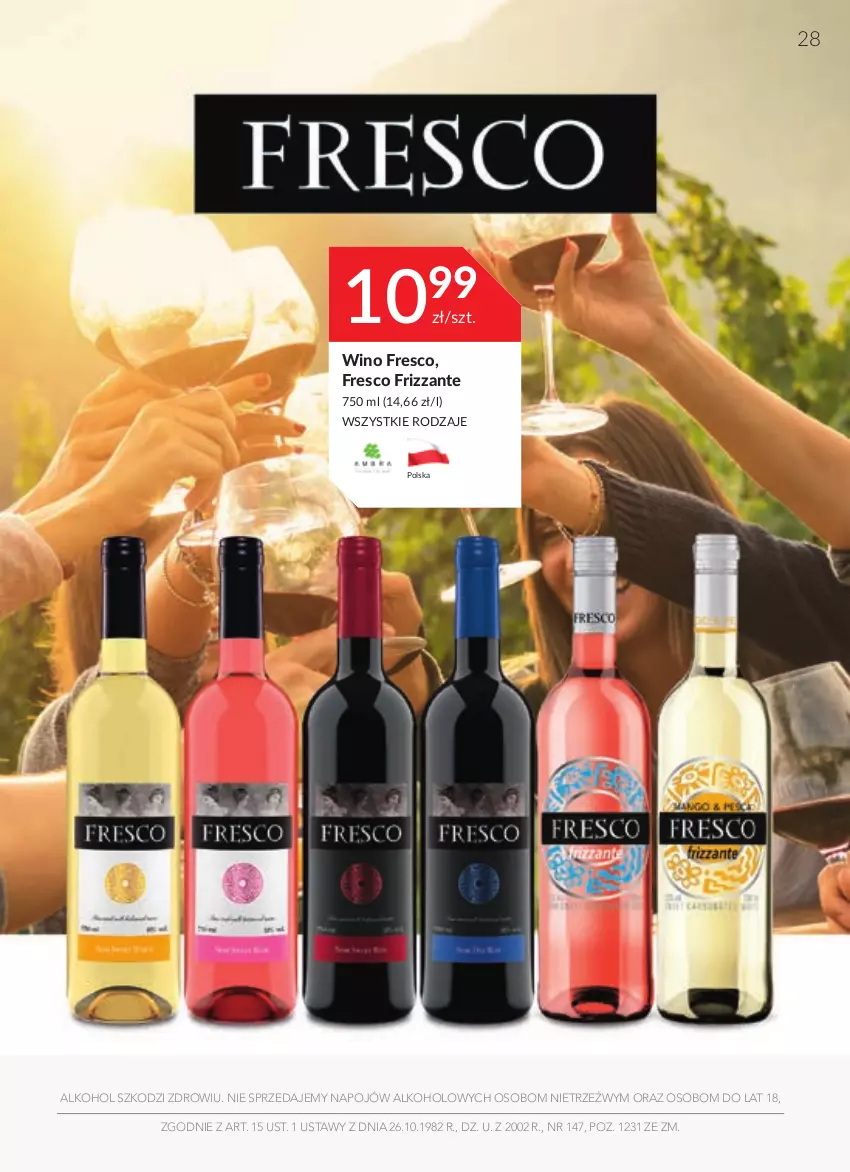 Gazetka promocyjna Stokrotka - Oferta alkoholowa - ważna 31.03 do 27.04.2022 - strona 28 - produkty: Fresco, Wino