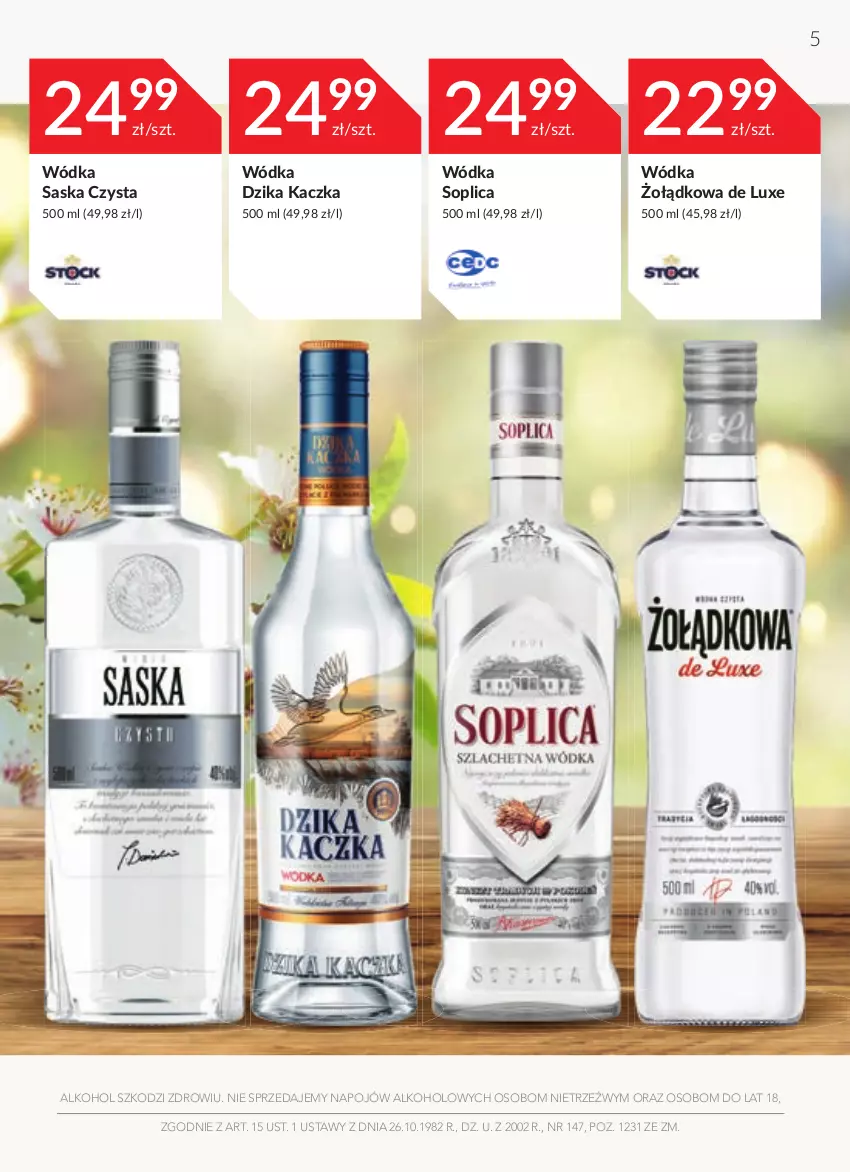 Gazetka promocyjna Stokrotka - Oferta alkoholowa - ważna 31.03 do 27.04.2022 - strona 5 - produkty: Kaczka, Saska, Soplica, Wódka