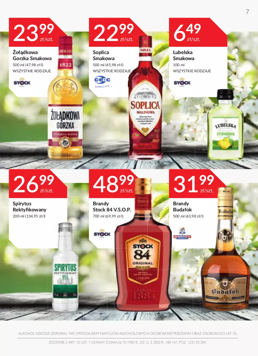 Gazetka promocyjna Stokrotka - Oferta alkoholowa - ważna 31.03 do 27.04.2022 - strona 7 - produkty: Brandy, Soplica, Stock