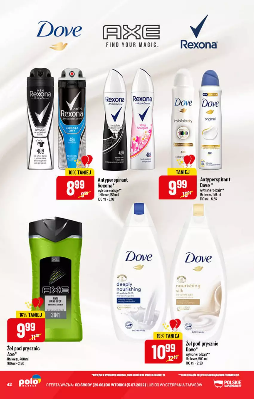 Gazetka promocyjna PoloMarket - Gazetka pomocyjna - ważna 29.06 do 05.07.2022 - strona 42 - produkty: Antyperspirant, Dove, Rexona