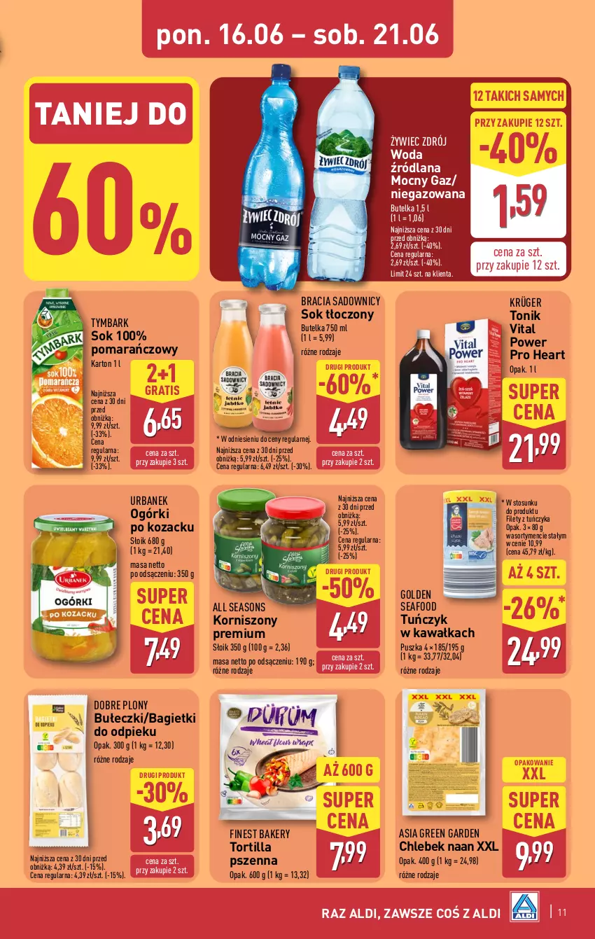 Gazetka promocyjna Aldi - Oferta weekendowa - ważna 18.06 do 21.06.2025 - strona 11 - produkty: All Seasons, Bułeczki, Chleb, Golden Seafood, Gra, Kawa, Korniszony, LANA, Sok, Tonik, Tortilla, Tuńczyk, Tymbark, Woda