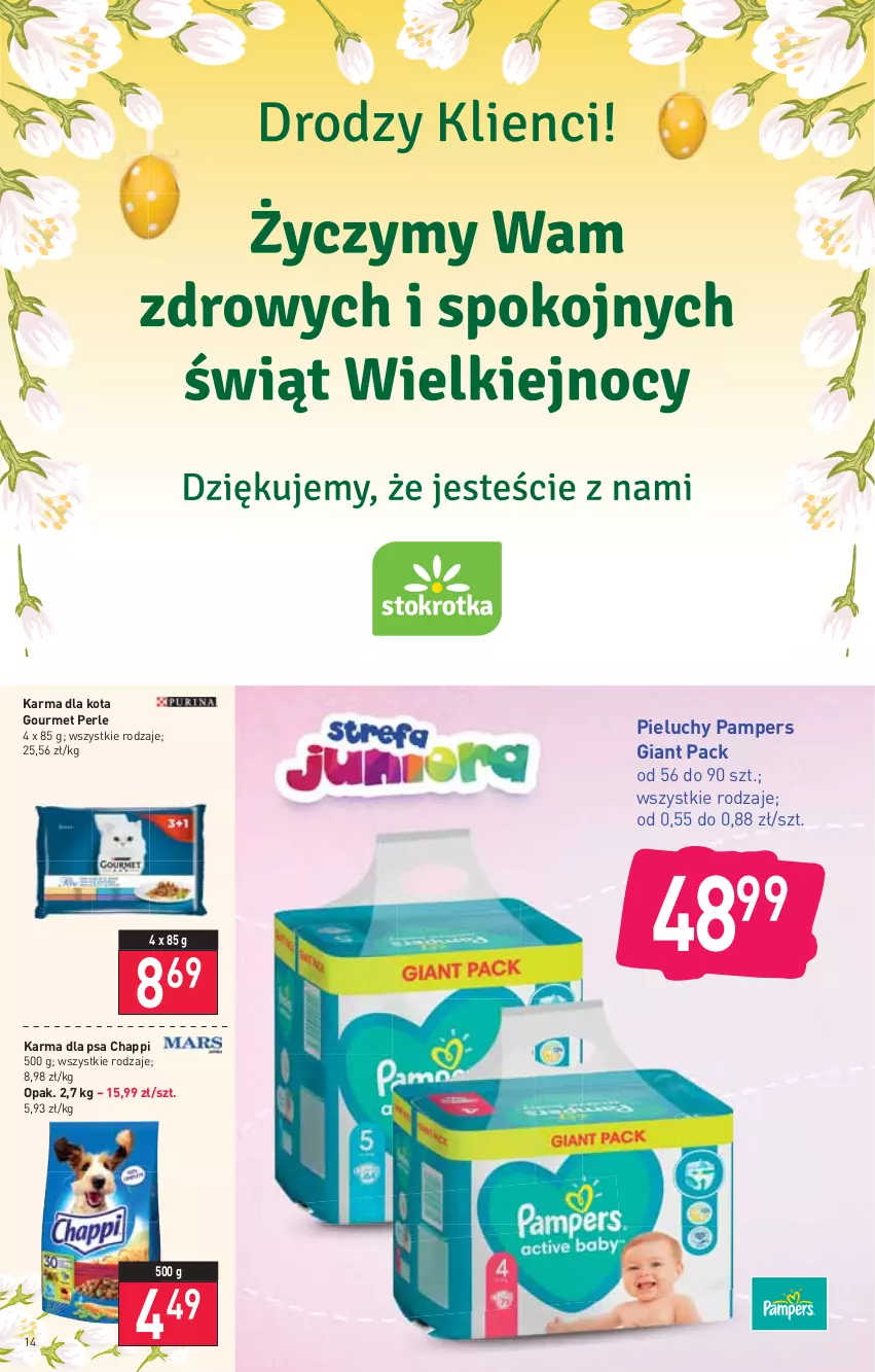 Gazetka promocyjna Stokrotka - Market - ważna 14.04 do 20.04.2022 - strona 14 - produkty: Chappi, Pampers, Pieluchy