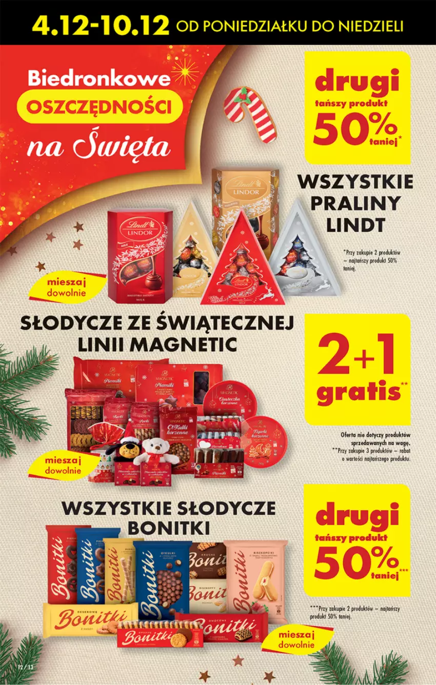 Gazetka promocyjna Biedronka - Od czwartku - ważna 07.12 do 13.12.2023 - strona 12 - produkty: Bonitki, Lindt, Praliny