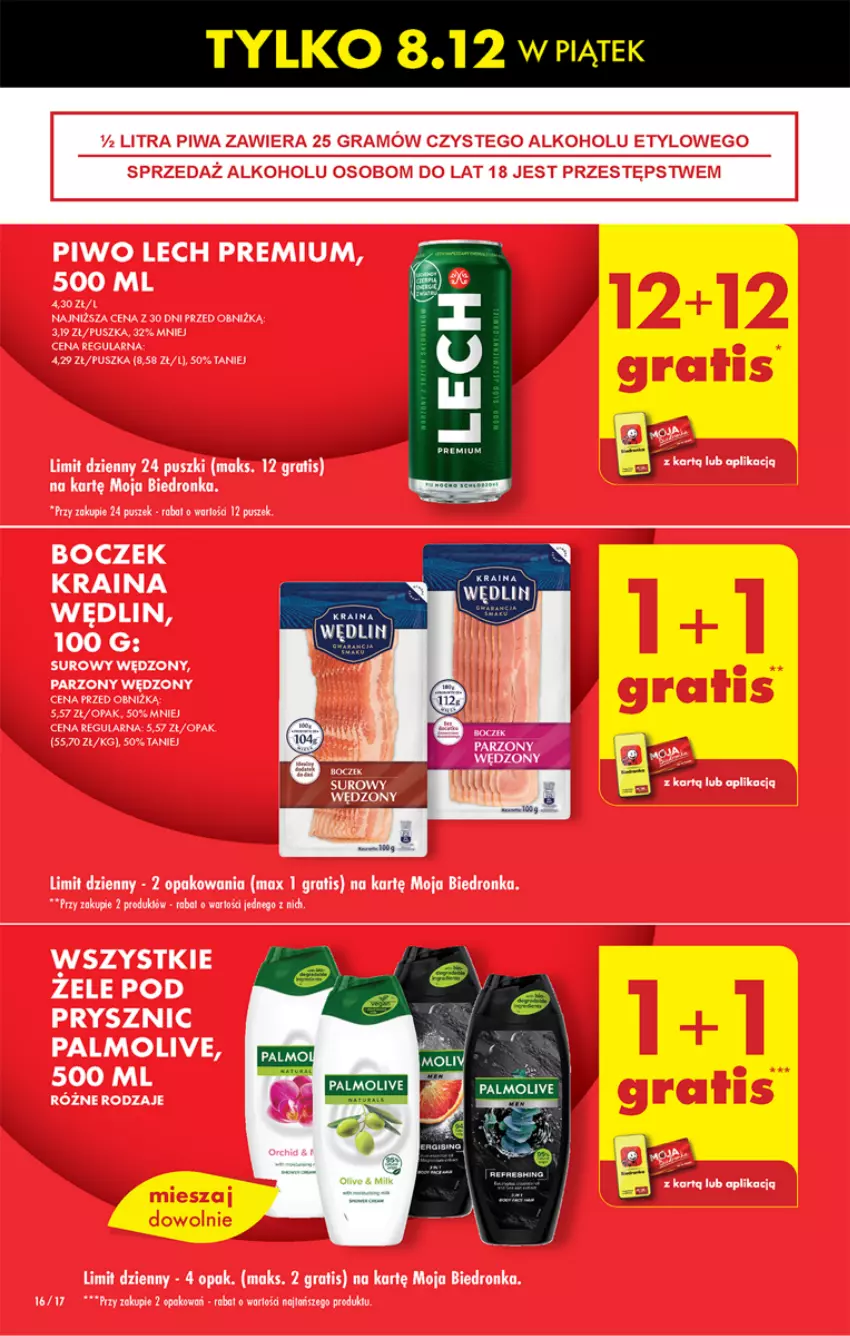 Gazetka promocyjna Biedronka - Od czwartku - ważna 07.12 do 13.12.2023 - strona 16 - produkty: Boczek, Gra, Lech Premium, Palmolive, Piwa, Piwo