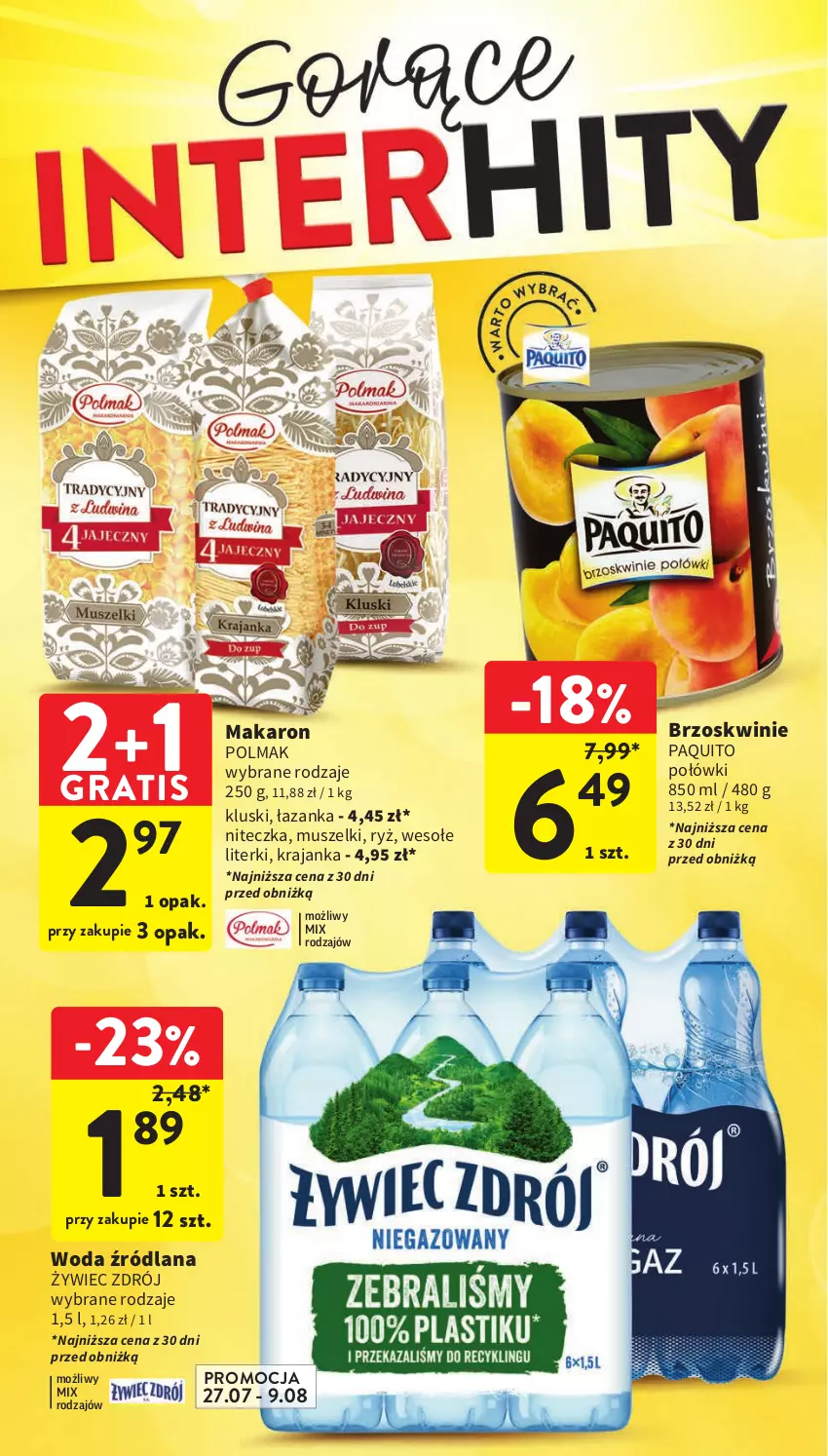 Gazetka promocyjna Intermarche - Gazetka Intermarche - ważna 27.07 do 02.08.2023 - strona 12 - produkty: Brzoskwinie, Gra, LANA, Makaron, Mus, Olma, Ryż, Woda