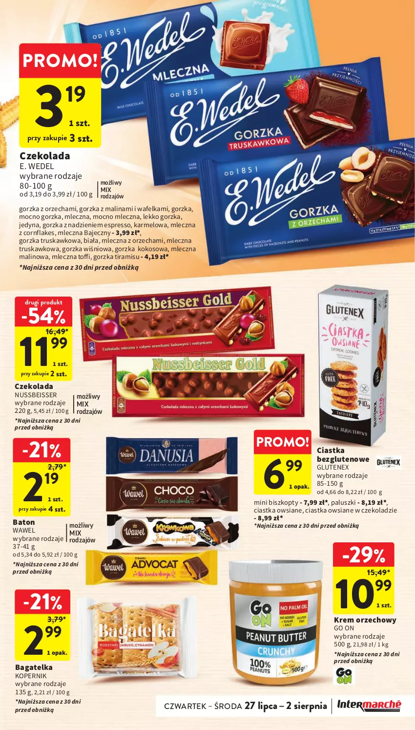 Gazetka promocyjna Intermarche - Gazetka Intermarche - ważna 27.07 do 02.08.2023 - strona 31 - produkty: Baton, Biszkopty, Ciastka, Ciastka owsiane, Czekolada, E. Wedel, Kokos, Krem orzechowy, Ser, Tenex, Wawel