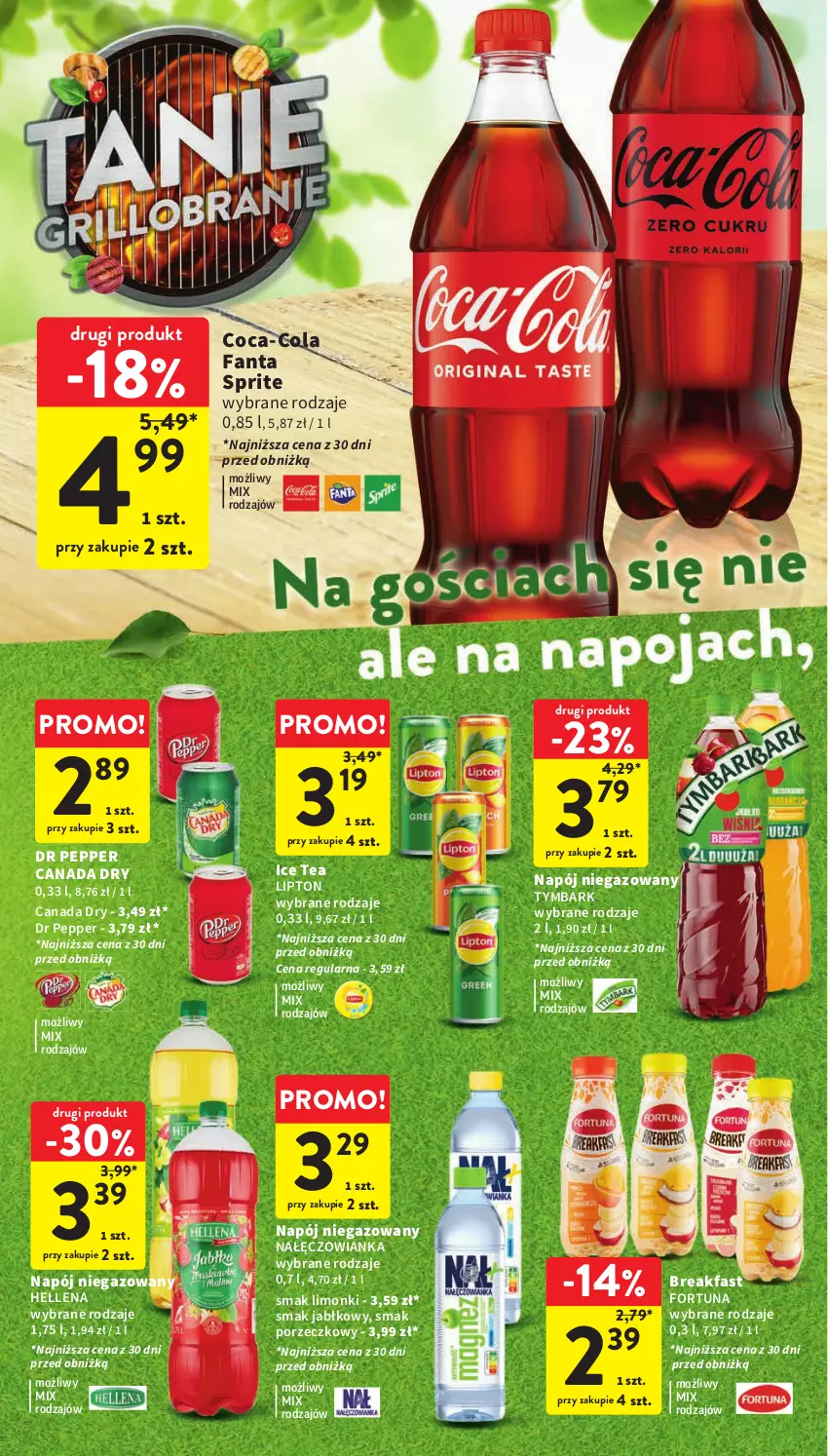 Gazetka promocyjna Intermarche - Gazetka Intermarche - ważna 27.07 do 02.08.2023 - strona 4 - produkty: Coca-Cola, Fa, Fanta, Fortuna, Hellena, Ice tea, Lipton, Nałęczowianka, Napój, Napój niegazowany, Por, Sprite, Tymbark