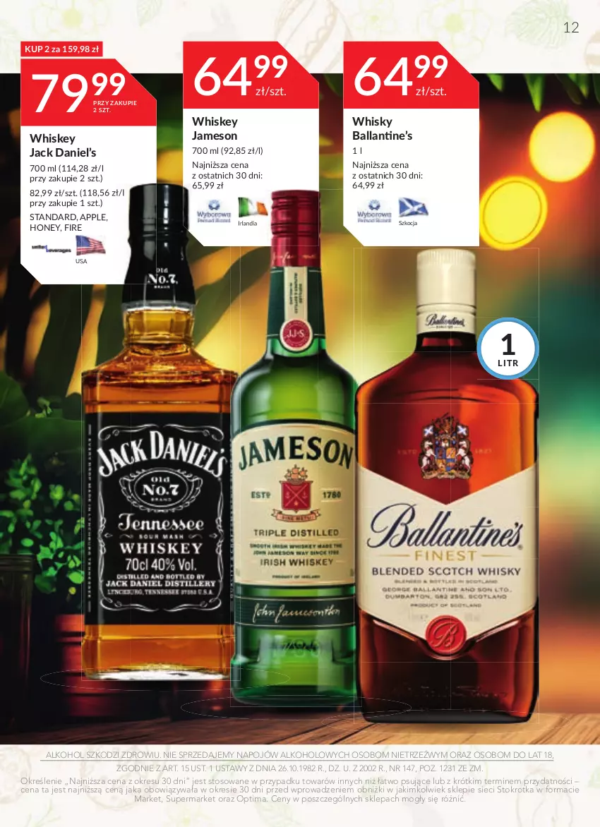 Gazetka promocyjna Stokrotka - Katalog Wielkanocny - ważna 30.03 do 12.04.2023 - strona 12 - produkty: Jameson, Koc, Optima, Whiskey, Whisky