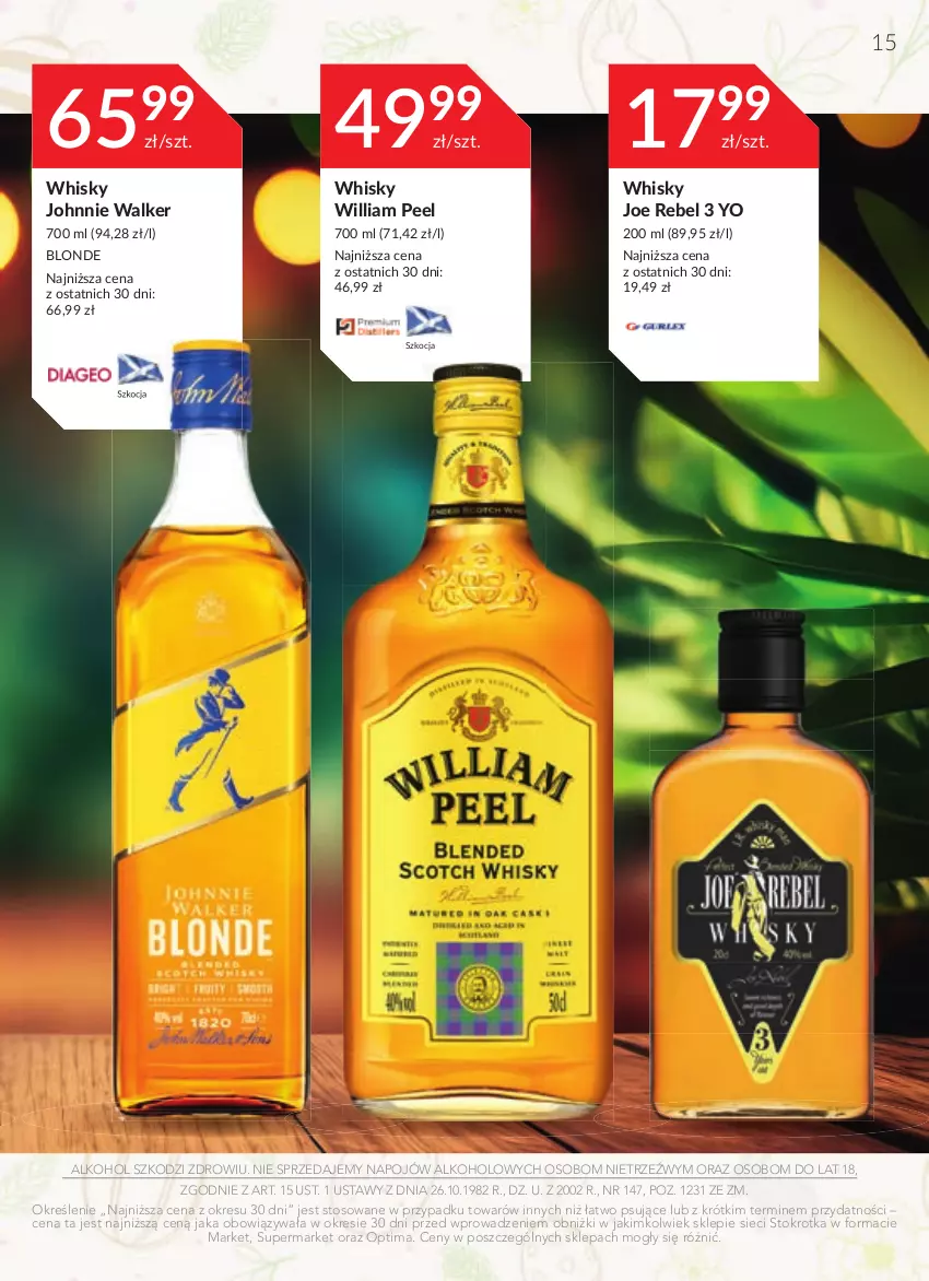 Gazetka promocyjna Stokrotka - Katalog Wielkanocny - ważna 30.03 do 12.04.2023 - strona 15 - produkty: Johnnie Walker, Koc, Optima, Whisky