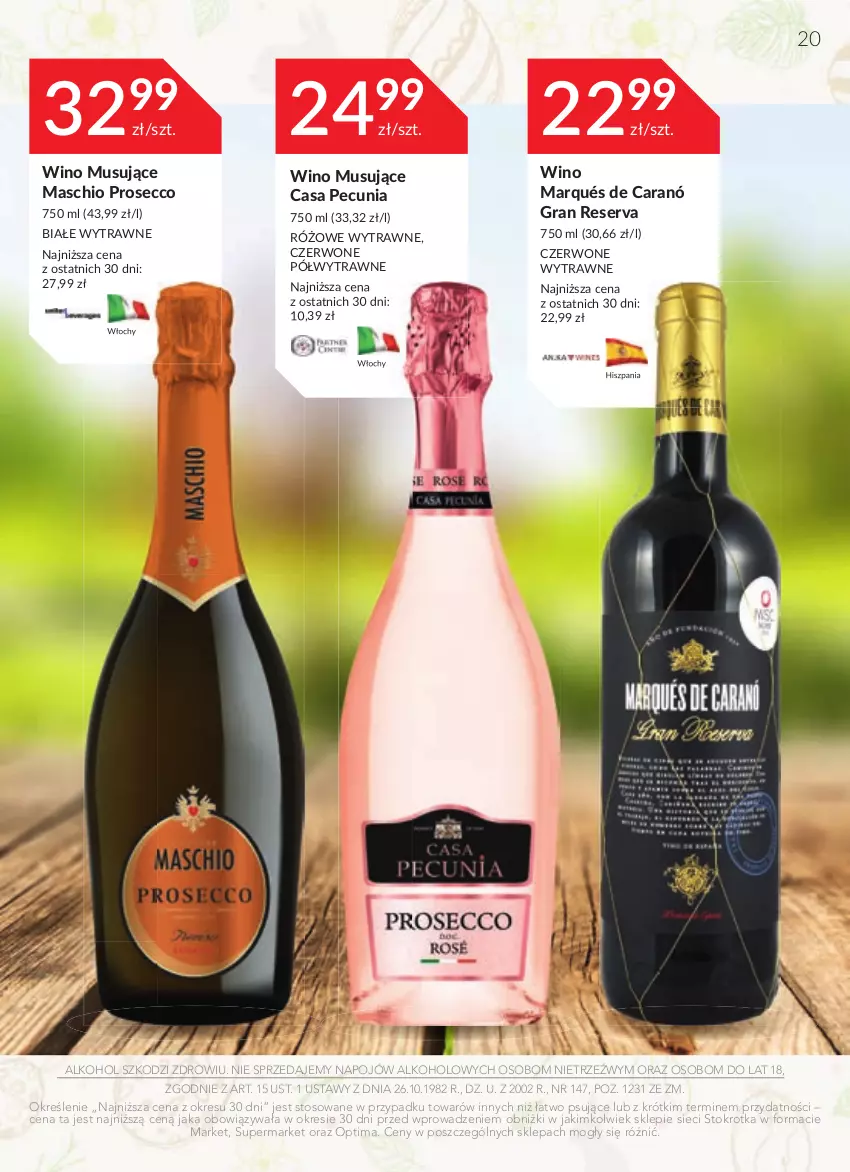 Gazetka promocyjna Stokrotka - Katalog Wielkanocny - ważna 30.03 do 12.04.2023 - strona 20 - produkty: Gra, Mus, Optima, Prosecco, Ser, Wino, Wino musujące