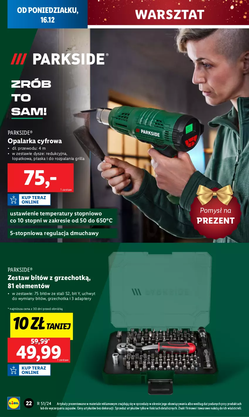 Gazetka promocyjna Lidl - GAZETKA - ważna 16.12 do 22.12.2024 - strona 22 - produkty: Bitów z grzechotką, Grill, Opalarka, Parkside, Top