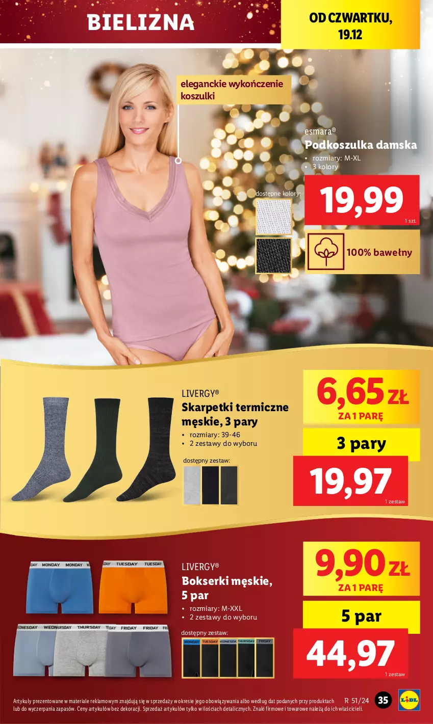 Gazetka promocyjna Lidl - GAZETKA - ważna 16.12 do 22.12.2024 - strona 37 - produkty: Bielizna, Bokserki, Karp, Kosz, Koszulka, Ser, Skarpetki