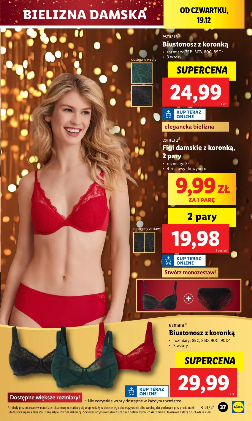 Gazetka promocyjna Lidl - GAZETKA - ważna 16.12 do 22.12.2024 - strona 39 - produkty: Bielizna, Biustonosz, Figi