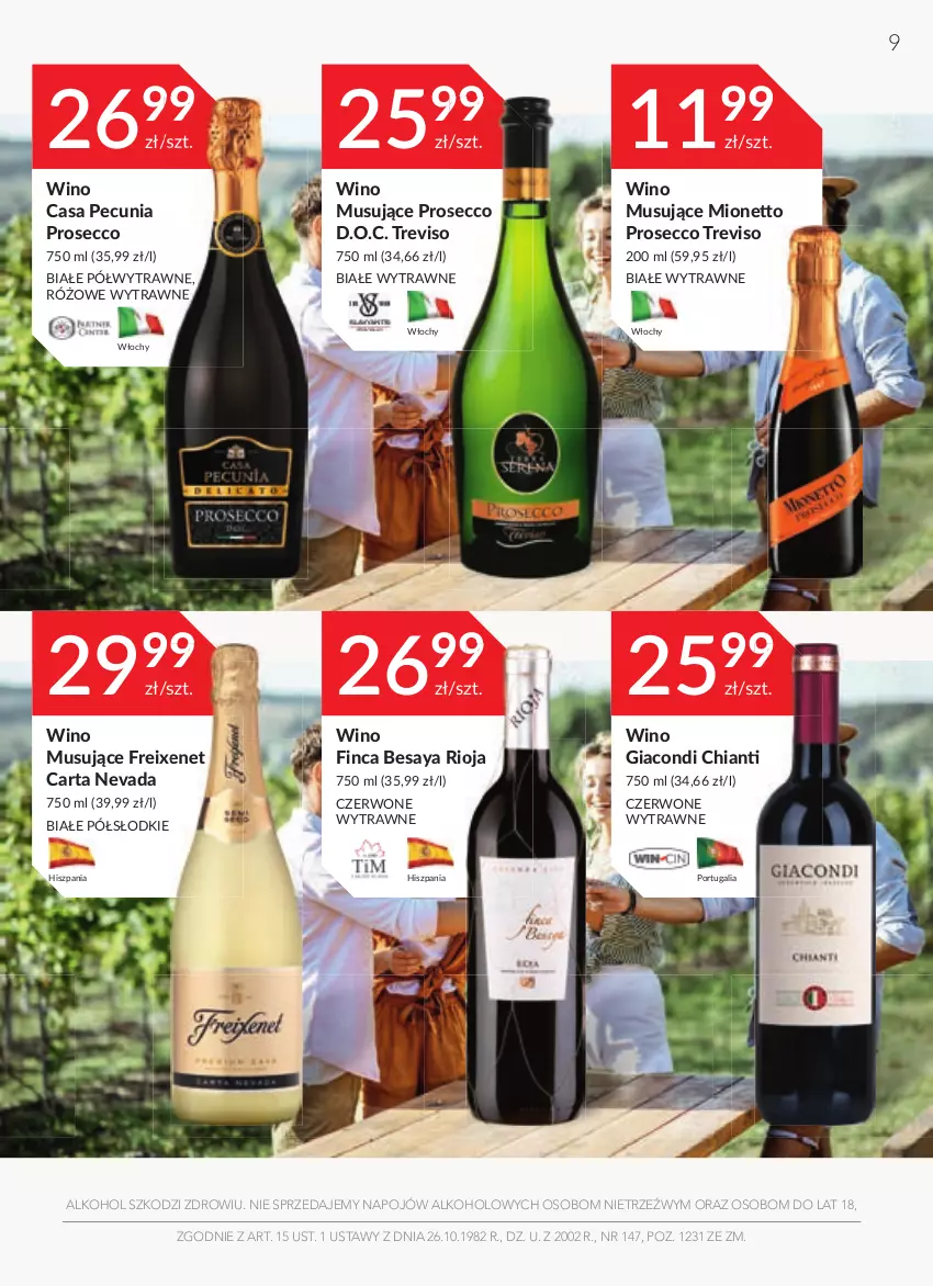 Gazetka promocyjna Stokrotka - Oferta alkoholowa - ważna 23.06 do 20.07.2022 - strona 9 - produkty: Chia, Chianti, Mionetto, Mus, Por, Prosecco, Rioja, Wino, Wino musujące