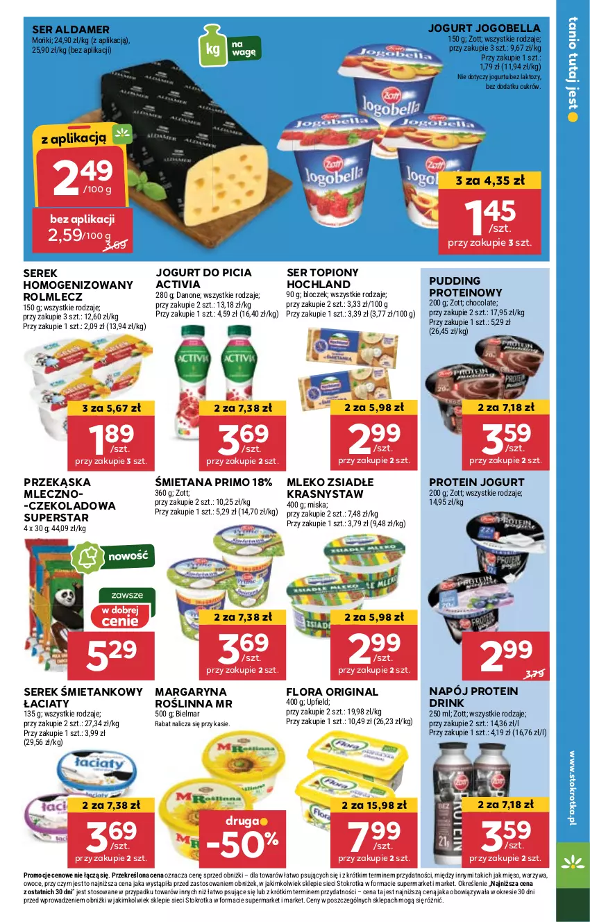 Gazetka promocyjna Stokrotka - Market - ważna 23.05 do 28.05.2024 - strona 11 - produkty: Activia, Bell, Bella, Danone, Flora, Gin, Hochland, Jogobella, Jogurt, Margaryna, Mięso, Miska, Mleko, Mleko zsiadłe, Napój, Owoce, Pudding, Rolmlecz, Ser, Ser topiony, Serek, Serek homogenizowany, Top, Warzywa, Zott