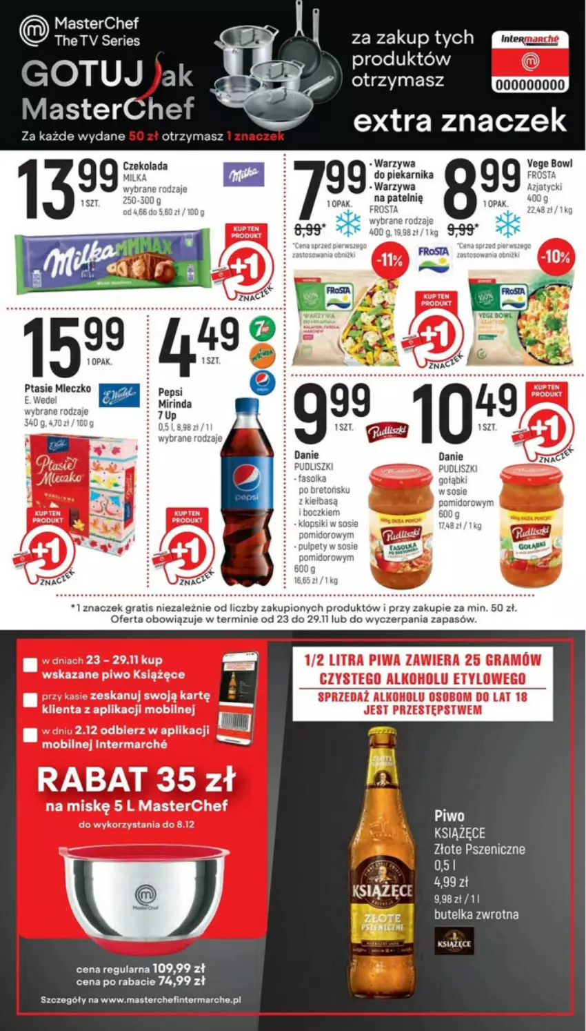 Gazetka promocyjna Intermarche - ważna 23.11 do 29.11.2023 - strona 10 - produkty: 7up, Czekolada, Fa, Frosta, Gra, LG, Milka, Mirinda, Mleczko, Pepsi, Piekarnik, Ptasie mleczko, Pudliszki, Pulpety, Ser, Sos, Warzywa