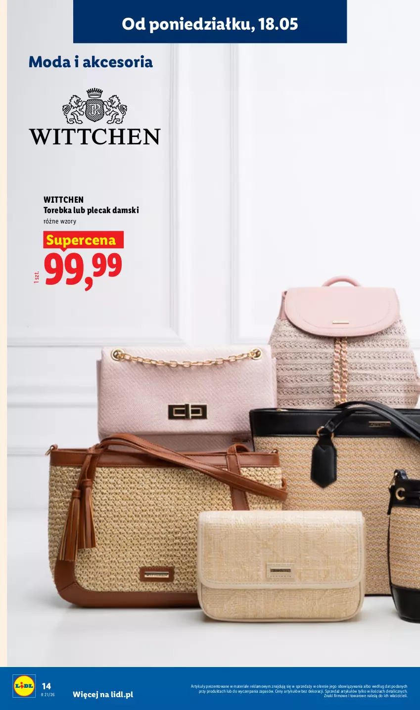 Gazetka promocyjna Lidl - Katalog ważny od 18.05 - ważna 18.05 do 23.05.2026 - strona 16 - produkty: Moda, Plecak, Torebka, Wittchen