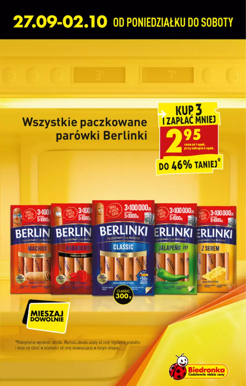 Gazetka promocyjna Biedronka - W tym tygodniu - ważna 27.09 do 02.10.2021 - strona 3 - produkty: Berlinki, Parówki, Sok