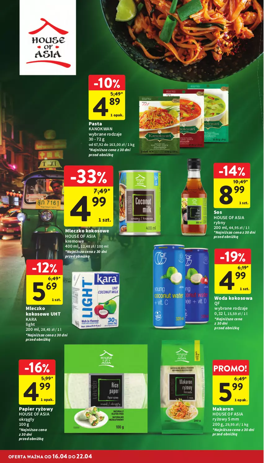 Gazetka promocyjna Intermarche - Gazetka promocyjna - ważna 16.04 do 22.04.2026 - strona 26 - produkty: House of Asia, Kokos, Makaron, Mleczko, Papier, Papier ryżowy, Ryż, Sos, Woda