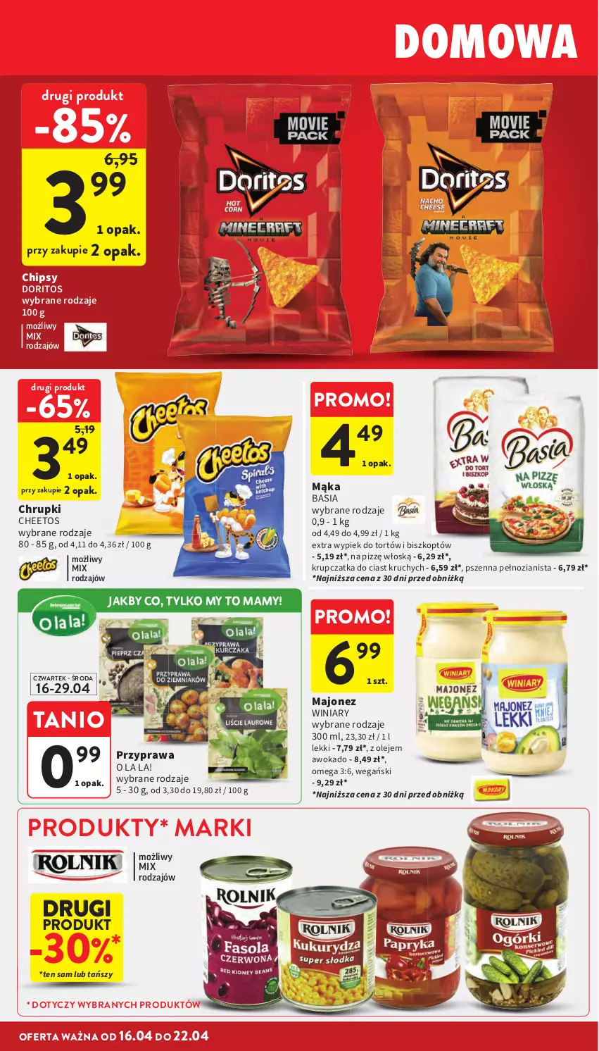 Gazetka promocyjna Intermarche - Gazetka promocyjna - ważna 16.04 do 22.04.2026 - strona 28 - produkty: Basia, Cheetos, Chipsy, Chrupki, Majonez, Mąka, Olej, Winiary