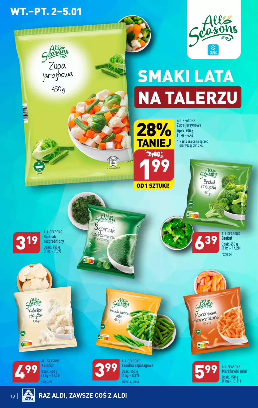 Gazetka promocyjna Aldi - Pełna oferta - ważna 02.01 do 05.01.2023 - strona 10 - produkty: All Seasons, Fa, Kalafior, Szpinak, Talerz, Zupa