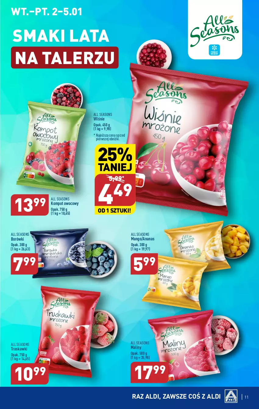 Gazetka promocyjna Aldi - Pełna oferta - ważna 02.01 do 05.01.2023 - strona 11 - produkty: All Seasons, Ananas, Maliny, Mango, Talerz, Truskawki