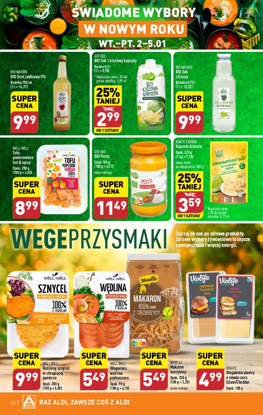 Gazetka promocyjna Aldi - Pełna oferta - ważna 02.01 do 05.01.2023 - strona 20 - produkty: Cheddar, Edam, Makaron, Mop, O nas, Ocet, Pesto, Przysmaki, Ser, Sok, Tofu, Wędlina