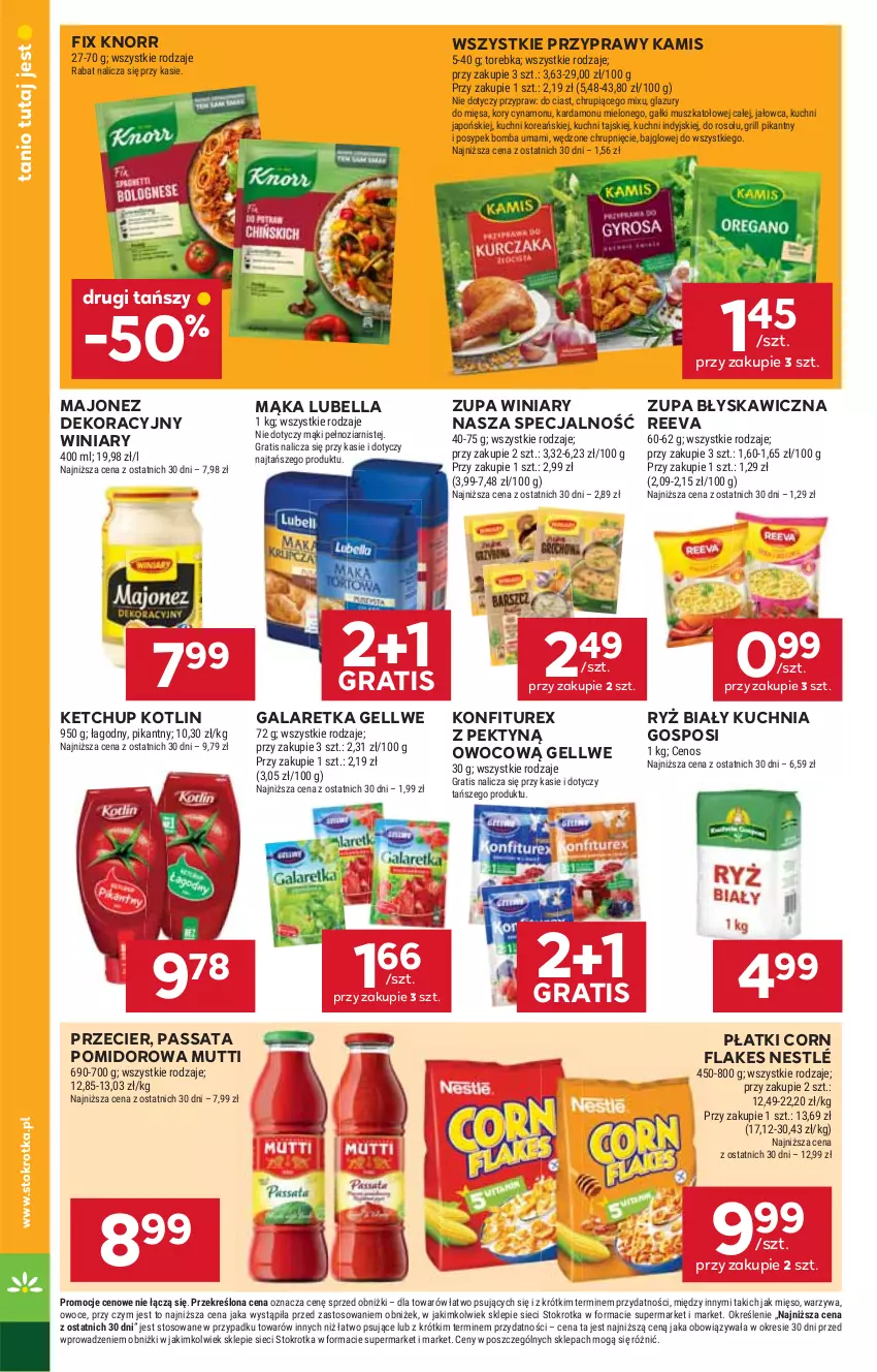 Gazetka promocyjna Stokrotka - Market - ważna 24.07 do 30.07.2025 - strona 14 - produkty: Bell, Bella, Cenos, Corn flakes, Gala, Galaretka, Gra, Grill, Kamis, Ketchup, Knorr, Kotlin, Kuchnia, Lazur, Lubella, Majonez, Mąka, Mięso, Mus, Nestlé, Owoce, Przyprawy, Ryż, Ryż biały, Torebka, Warzywa, Winiary, Zupa