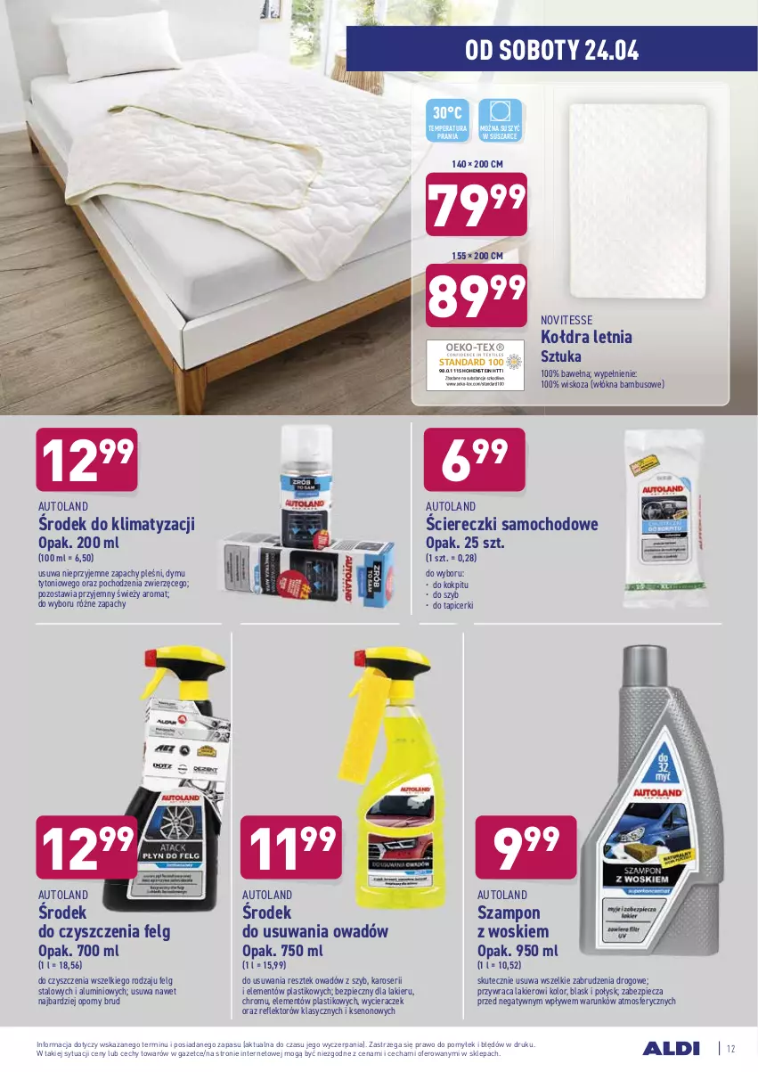 Gazetka promocyjna Aldi - Dobra Cena - ważna 21.04 do 24.04.2021 - strona 12 - produkty: Kołdra, Lakier, LG, Piec, Por, Reflektor, Ser, Szampon, Wełna