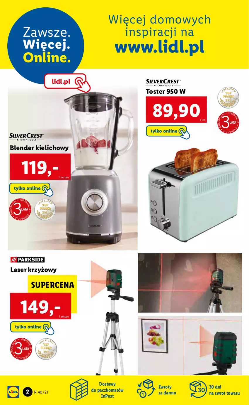 Gazetka promocyjna Lidl - GAZETKA - ważna 04.10 do 10.10.2021 - strona 2 - produkty: Blender, Laser krzyżowy, Ser, Toster