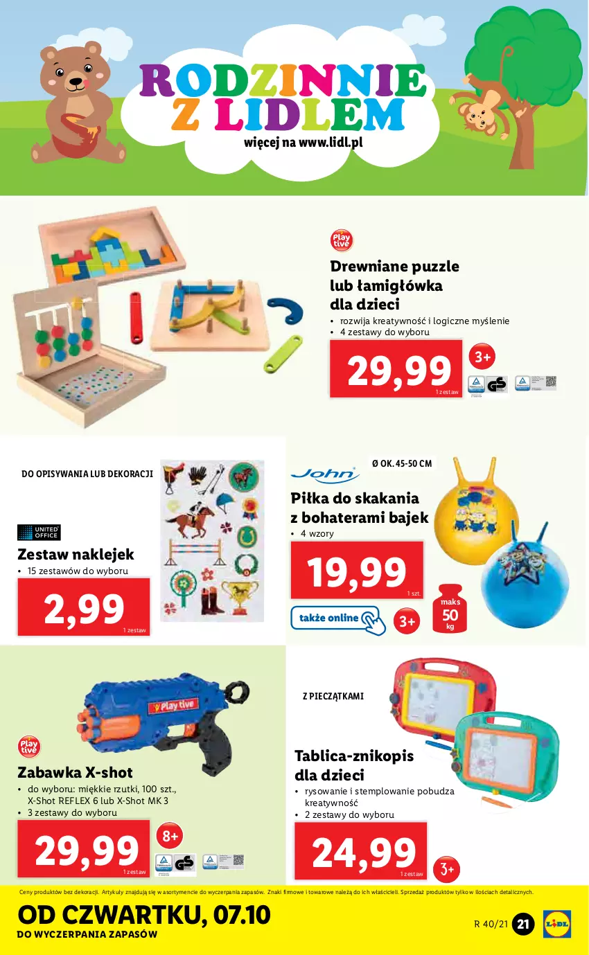 Gazetka promocyjna Lidl - GAZETKA - ważna 04.10 do 10.10.2021 - strona 21 - produkty: Dzieci, Klej, Piec, Pieczątka, Puzzle, Tera, Zabawka, Znikopis