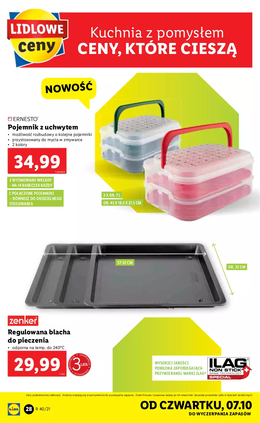 Gazetka promocyjna Lidl - GAZETKA - ważna 04.10 do 10.10.2021 - strona 28 - produkty: Blacha do pieczenia, Olej, Piec, Pojemnik, Por, Sok