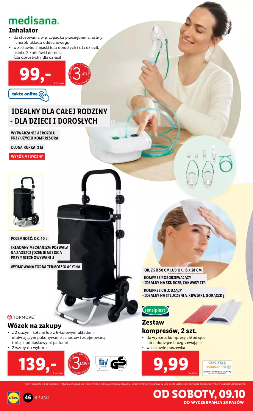 Gazetka promocyjna Lidl - GAZETKA - ważna 04.10 do 10.10.2021 - strona 46 - produkty: Dzieci, Inhalator, Kompresor, Poszewka, Torba, Wózek, Wózek na zakupy