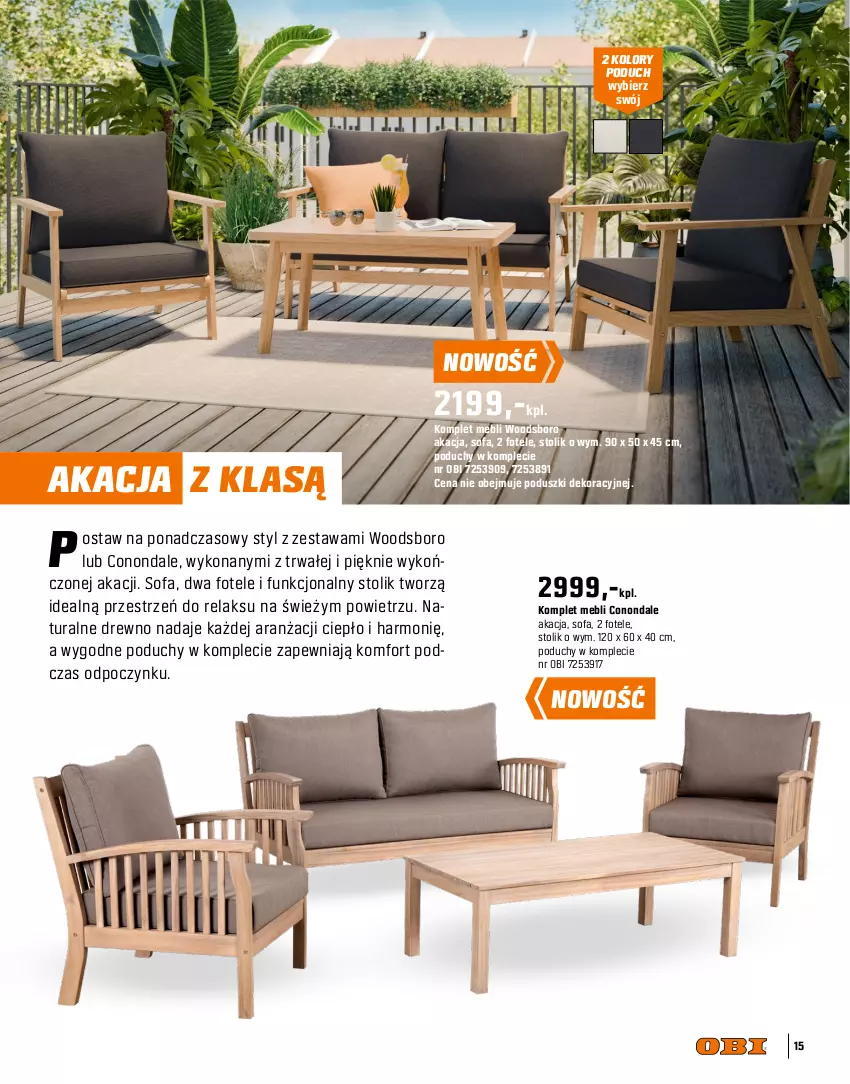 Gazetka promocyjna Obi - Gazetka OBI - ważna 09.04 do 31.07.2025 - strona 15 - produkty: Fa, Fotel, Meble, Sofa, Stolik