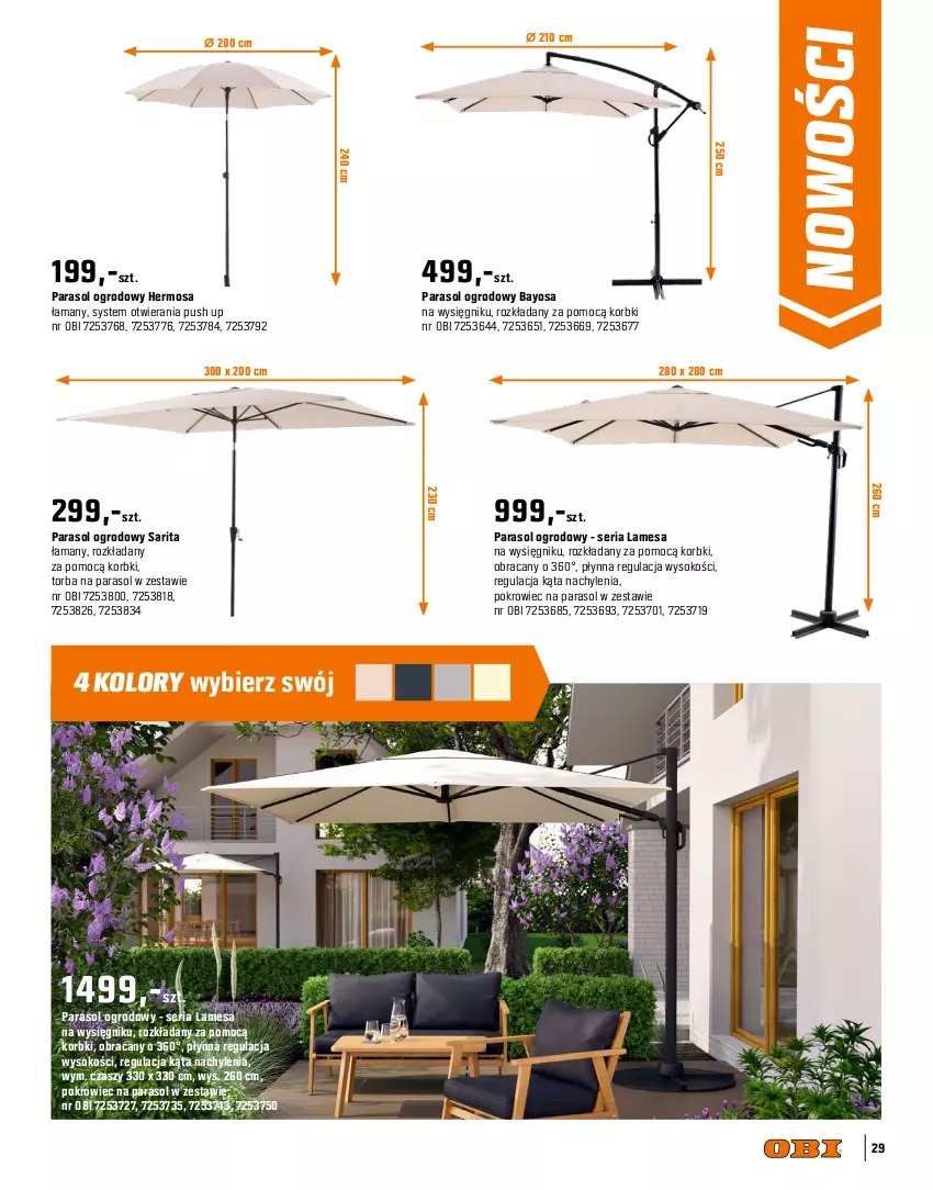 Gazetka promocyjna Obi - Gazetka OBI - ważna 09.04 do 31.07.2025 - strona 29 - produkty: Gra, Parasol, Pokrowiec, Sarita, Ser, Sok, Torba