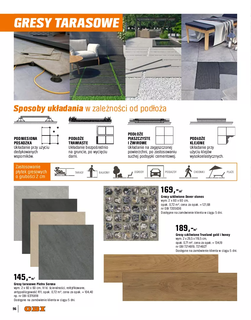 Gazetka promocyjna Obi - Gazetka OBI - ważna 09.04 do 31.07.2025 - strona 96 - produkty: Cement, Chodnik, Dove, Dzieci, Fa, Gres, Klej, Kosz, LG, Narożnik, Ogród, Por, Ser, Sok