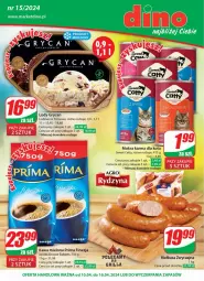 Gazetka promocyjna Dino - Gazetka 15 / 2024 - Gazetka - ważna od 16.04 do 16.04.2024 - strona 1 - produkty: Mokra karma, JBL, Gry, Kawa mielona, Kawa, Lody, Prima, Jacobs, Kiełbasa