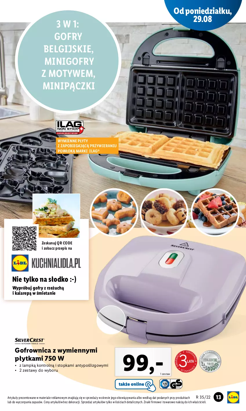 Gazetka promocyjna Lidl - GAZETKA - ważna 29.08 do 03.09.2022 - strona 13 - produkty: Gofrownica, Gofry, LG, Płytka, Top